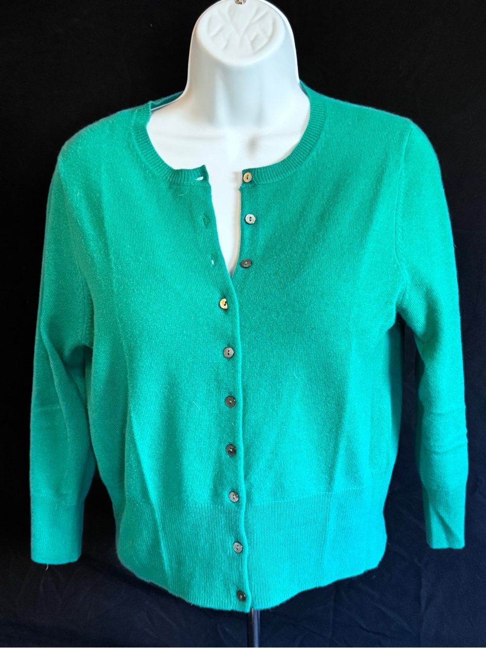 Pure Collection Teal Green Crewneck Button Cardigan